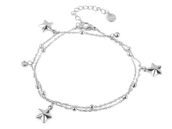 Double-Layer Stainless Steel Star Charm Bracelet & Convertible Wrap Necklace