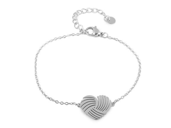 Elegant Stainless Steel Heart Pendant Bracelet - Adjustable Everyday Jewelry