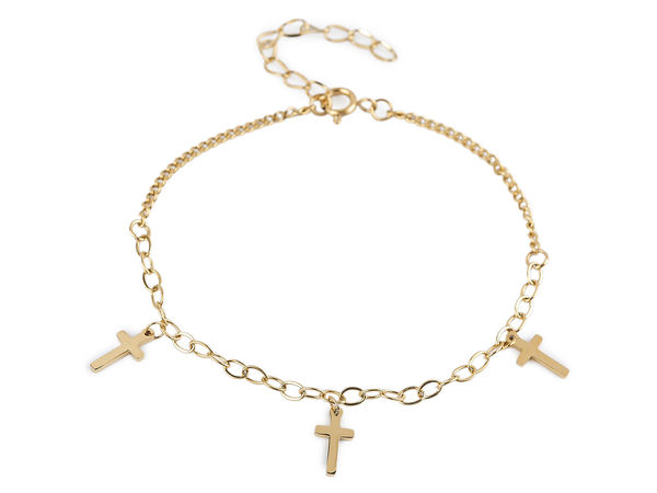 Elegant Stainless Steel Cross Charm Bracelet - Adjustable Minimalist Everyday Jewelry