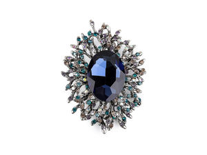 Aquazone Crystal Rhinestone Brooch - Elegant Metal and Glass Statement Pin for Scarves, Hats, and Apparel