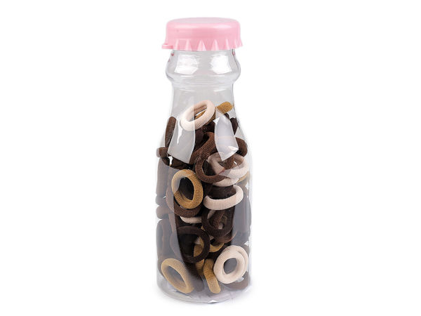 Premium Mini Elastic Hair Ties Set in Compact Storage Bottle | 90-Piece Assorted Textile Bands