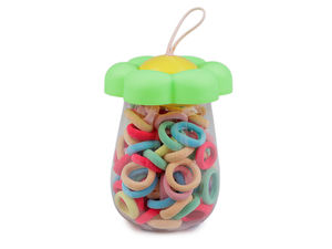 Premium Mini Elastic Hair Ties Set in Compact Storage Bottle | 90-Piece Assorted Textile Bands