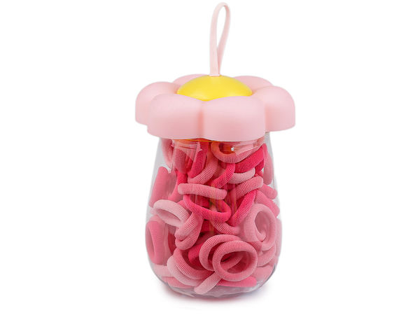 Premium Mini Elastic Hair Ties Set in Compact Storage Bottle | 90-Piece Assorted Textile Bands