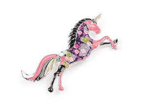 Whimsical Enamel Unicorn Brooch Pin – Elegant Fantasy Jewellery Accessory for Clothes, Bags & Scarves