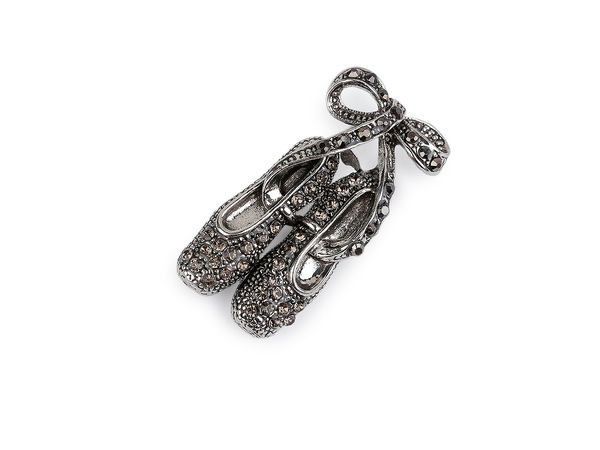 Elegant Rhinestone Brooch Pin - Faceted Glass Theater Mask & Ballet Pointe Shoes Metal Brooch