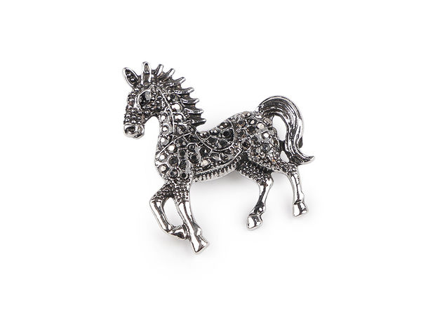 Elegant Horse Brooch with Sparkling Rhinestones – Premium Metal Animal Pin Jewelry for Suits, Scarves, and Handbags