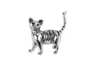Elegant Rhinestone Cat Brooch Pin - Premium Metal and Glass Crystal Fashion Accessory for Suits, Coats, Hats, and Scarves