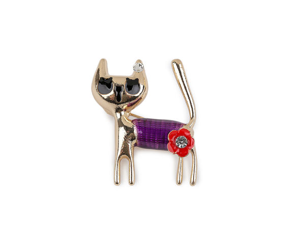 Elegant Rhinestone Cat Brooch Pin - Premium Metal and Glass Crystal Fashion Accessory for Suits, Coats, Hats, and Scarves