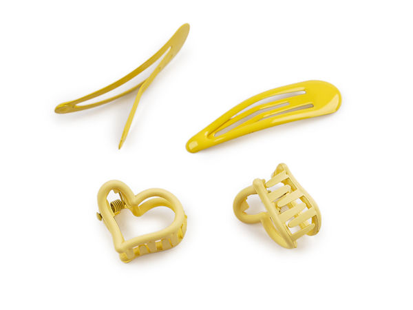 Matte Heart Mini Hair Claws and Glossy Snap Clips Set - 4-Piece Premium Styling Accessories Kit