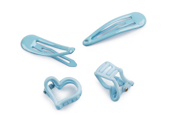 Matte Heart Mini Hair Claws and Glossy Snap Clips Set - 4-Piece Premium Styling Accessories Kit