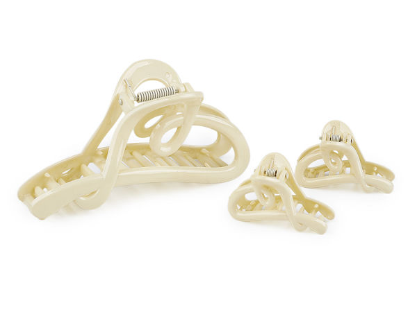 Premium Heart-Shaped Hair Claw Clip Set (3-Piece) – Elegant Glossy Acrylic Claws for Everyday Styling and Secure All-Day Hold