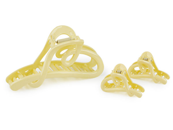 Premium Heart-Shaped Hair Claw Clip Set (3-Piece) – Elegant Glossy Acrylic Claws for Everyday Styling and Secure All-Day Hold
