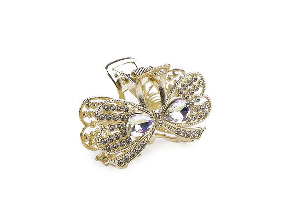 Premium Metal Mini Hair Claw Clip with Sparkling Rhinestones - Elegant Crystal Hair Accessory for Weddings, Parties, and Special Occasions