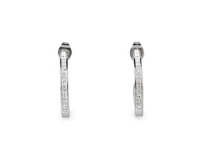 Stainless Steel Open Hoop Earrings with Sparkling Cubic Zirconia Crystals
