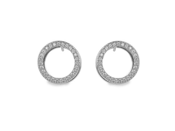Stainless Steel Double Hoop Earrings with Sparkling Cubic Zirconia