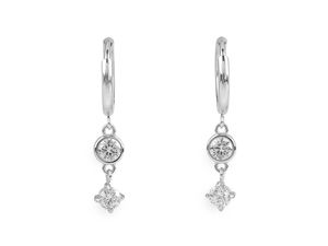 Stainless Steel Hoop Earrings with Hanging Crystal Cubic Zirconia Charms