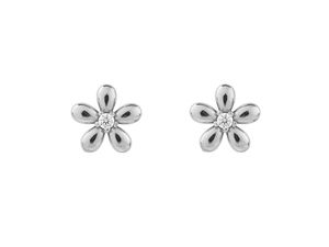 Elegant Stainless Steel Flower Stud Earrings with Sparkling Cubic Zirconia – Delicate Hypoallergenic Floral Jewelry
