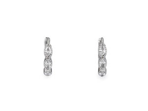 Premium Stainless Steel Hoop Earrings with Cubic Zirconia Accents - Crystal Silver