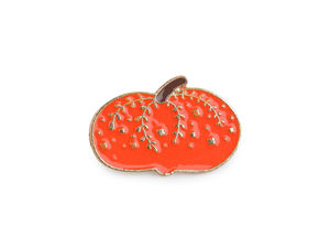 Hand-Painted Autumnal Orange Enamel Brooch Badge - Pumpkin and Fall Leaf Designs for Coats, Jackets, and Accessories