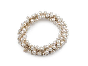 Elegant Pearl Elastic Hair Tie - Premium Shimmering Lurex Thread Hair Band and Accessory
