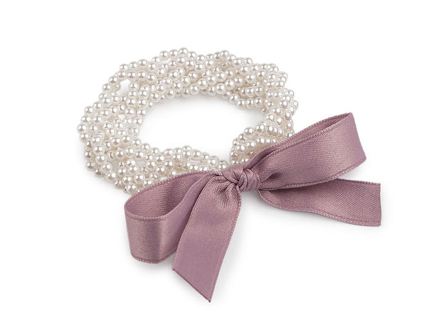 Elegant Pearl Elastic Hair Tie and Bracelet with Satin Bow - Dual-Use Fashion Hair Accessory and Beaded Wrist Jewelry