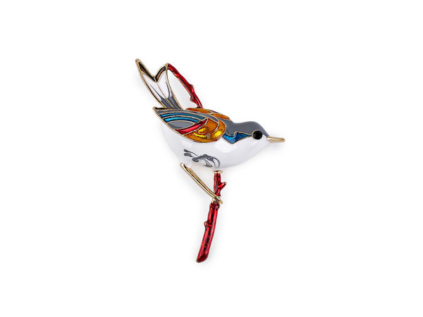 Elegant Enamel Bird Brooch Pin - Handcrafted Jewelry Accessory for Coats, Jackets, and Bags