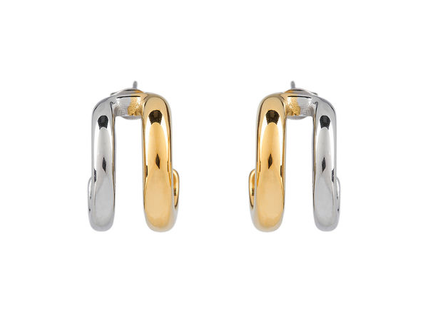 Stainless Steel Double Open Circle Stud Earrings