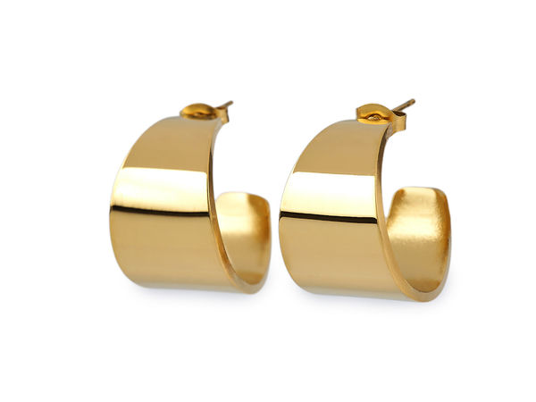 Premium Stainless Steel Open Circle Hoop Stud Earrings with High-Polish Finish
