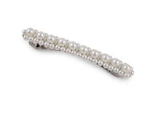Elegant French Pearl Hair Clip - Premium Metallic Snap Barrette for Weddings, Festive Occasions, and Everyday Styling