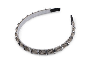 Premium Faceted Glass Bead Headband - Elegant Satin-Wrapped Hair Band for Festive Events, Parties, Weddings, and Everyday Styling