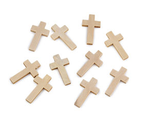 Lacquered Wooden Cross Pendant (24x42 mm) in Ivory - Premium Crafting & Jewelry Component