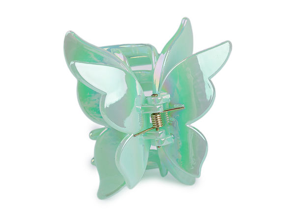 Premium Butterfly Mini Hair Claw Clip with Pearlized Aurora Borealis (AB) Finish - Secure Grip Hair Accessory for Women and Girls
