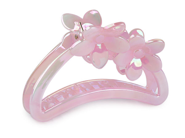 Elegant Floral Mini Hair Claw Clip - Pearl AB Iridescent Non-Slip Hair Accessory