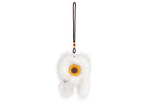 Premium Fur Dreamcatcher Keychain & Bag Pendant Charm with Double-Sided Sunflower