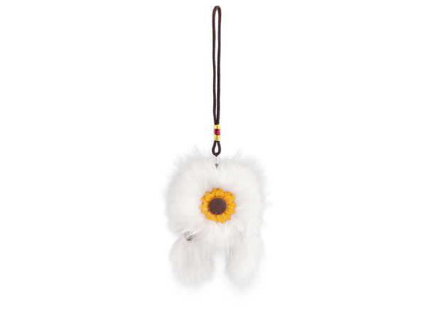 Premium Fur Dreamcatcher Keychain & Bag Pendant Charm with Double-Sided Sunflower