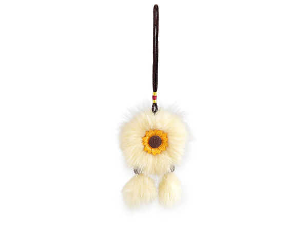 Premium Fur Dreamcatcher Keychain & Bag Pendant Charm with Double-Sided Sunflower