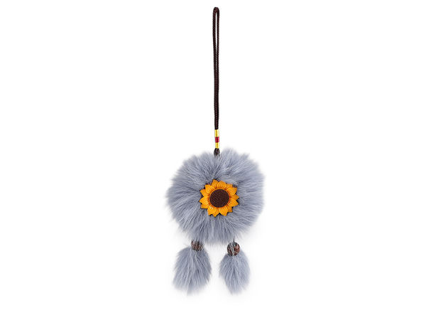 Premium Fur Dreamcatcher Keychain & Bag Pendant Charm with Double-Sided Sunflower