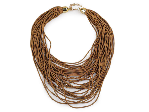 Elegant Multi-Row Elastic Necklace - Contemporary Textile Collar with Adjustable Extension Chain
