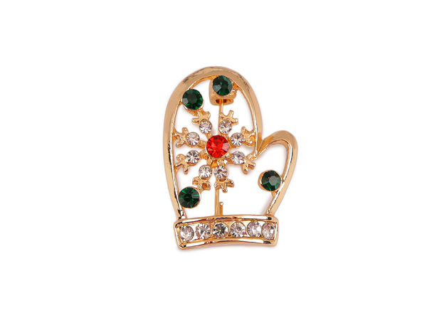 Rhinestone Christmas Brooch - Festive Holiday Motifs