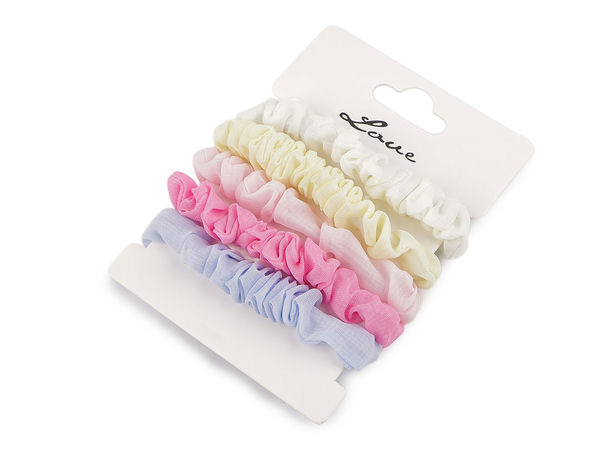 Premium Durable Textile Elastic Hair Bands with Oval Bead Accents (5-Piece Set)
