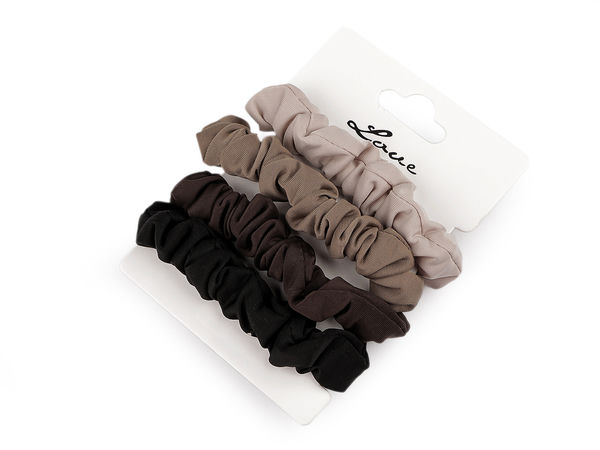Premium Wide Textile Hair Bands - Strong Elastic Hair Ties with Oval Bead Connector (4-Pack)