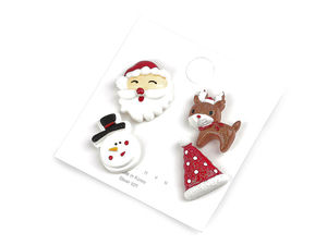 Set of 4 Mini Christmas Brooch Badges – Festive Decorative Pins for Sweaters, Bags & Backpacks