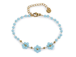 Elegant Stainless Steel Floral Bead Bracelet - Delicate Adjustable Flower Charm Wristlet