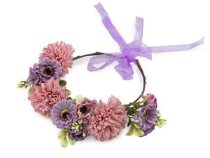 Handcrafted Powder Purple Floral Hair Wreath - Elegant Flower Headband for Weddings, Festivals, and Special Occasions