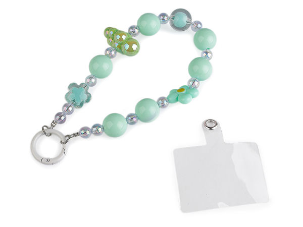 Universal Pastel Beaded Phone Charm and Wrist Strap - Multi-Purpose Keychain & Handbag Pendant with Secure Phone Insert