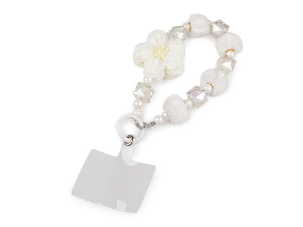 Universal Beaded Phone Strap and Flower Charm Keychain with Case Insert