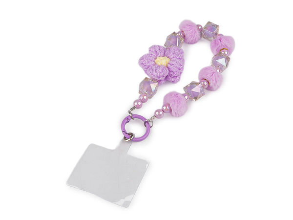 Universal Beaded Phone Strap and Flower Charm Keychain with Case Insert