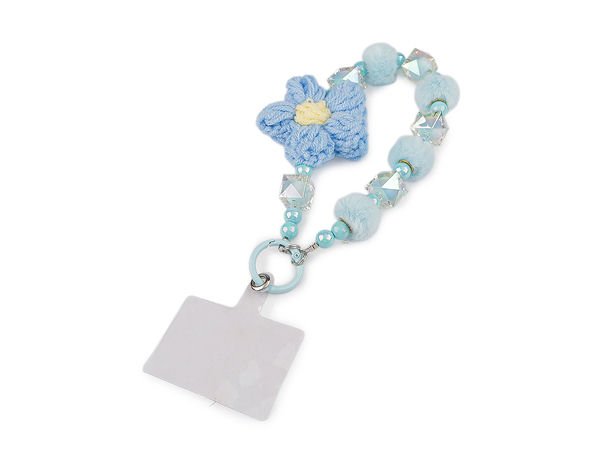 Universal Beaded Phone Strap and Flower Charm Keychain with Case Insert