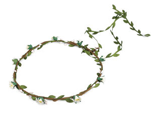 Bohemian Daisy Flower Hair Wreath - Flexible Floral Headband and Hair Accessory for Weddings, Communions, and Festivals