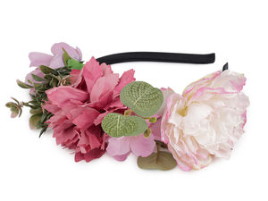 Handcrafted Floral Crown Headband - Satin-Wrapped Metal Wreath Hair Accessory for Weddings, Festivals, and Special Occasions